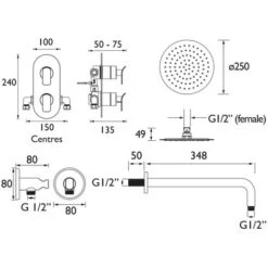 Bristan Alp Dual Concealed Mixer Shower With Shower Kit And Fixed Head -Bathroom Supplies Store 15964886 2