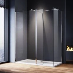 ELEGANT Walk In Shower Enclosure 8mm Easy Clean Glass 800mm Wetroom Shower Glass Panel With 800mm Side Panel And 300mm Flipper Panel -Bathroom Supplies Store 16190691 2