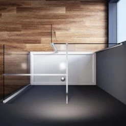 ELEGANT Walk In Shower Enclosure 8mm Easy Clean Glass 800mm Wetroom Shower Glass Panel With 800mm Side Panel And 300mm Flipper Panel -Bathroom Supplies Store 16190691 3