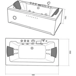 SIMBA WHIRLPOOL BATH TUB CHROMOTHERAPY Model "Marilyn" 180 X 85 Cm BLACK HOTTUB DOUBLE PUMP -Bathroom Supplies Store 16241625 5