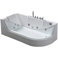 SIMBA WHIRLPOOL BATH TUB Venice WHITE HOT TUB 170x80cm WITH PANORAMIC GLASS