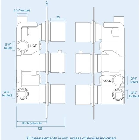 OLIVE 3 Dial 3 Outlet Concealed Thermostatic Shower - Square- Refined Valve 7 OLIVE 3 Dial 3 Outlet Concealed Thermostatic Shower - Square- Refined Valve - Image 5