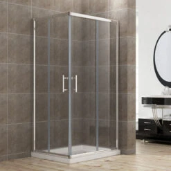 ELEGANT 800x700mm Square Shower Enclosure 6mm Reversible Shower Cabin Corner Sliding Shower Door