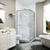 ELEGANT 800 X 800 Mm Shower Enclosure Corner Entry Shower Cubicle Square Sliding Doors