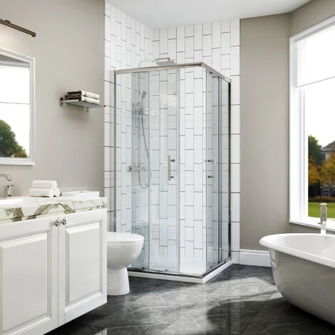 ELEGANT 800 X 800 Mm Shower Enclosure Corner Entry Shower Cubicle Square Sliding Doors 4 ELEGANT 800 X 800 Mm Shower Enclosure Corner Entry Shower Cubicle Square Sliding Doors - Image 2