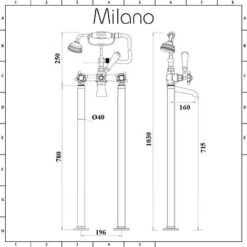 Milano Elizabeth - Traditional Freestanding Bath Shower Mixer Tap - Brushed Gold (Crosshead Handles) -Bathroom Supplies Store 16649118 5