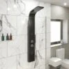 Thermostatic Brushed Black Shower Tower Panel 2 Body Jets 2 Twin Heads 2 Thermostatic Brushed Black Shower Tower Panel 2 Body Jets 2 Twin Heads -Bathroom Supplies Store 16770538 1