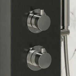Thermostatic Brushed Black Shower Tower Panel 2 Body Jets 2 Twin Heads -Bathroom Supplies Store 16770538 5