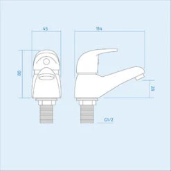 Studio Modern Set Of Chrome Hot And Cold Deck Mounted Basin Taps -Bathroom Supplies Store 16934344 2