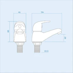 Studio Modern Set Of Chrome Hot And Cold Deck Mounted Basin Taps -Bathroom Supplies Store 16934344 3