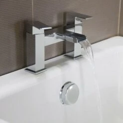 Ozone Contemporary Bridge Chrome Waterfall Bath Filler Tap -Bathroom Supplies Store 16934355 3