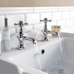 Churchill Traditional Set Of Chrome Hot & Cold Twin Basin Taps
