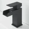 Modern Taps Basin Bathroom Sink Mono Mixer Waterfall Tap Lever Black Finish -Bathroom Supplies Store 16938610 1