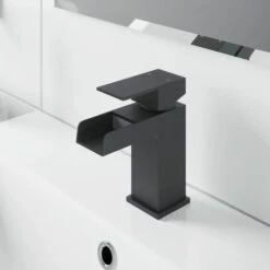 Modern Taps Basin Bathroom Sink Mono Mixer Waterfall Tap Lever Black Finish -Bathroom Supplies Store 16938610 3