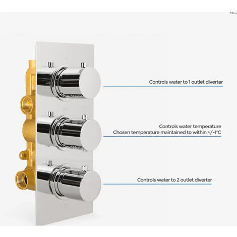 Wilden 3 Dial 3 Outlet Concealed Thermostatic Shower Round Valve 5 Wilden 3 Dial 3 Outlet Concealed Thermostatic Shower Round Valve - Image 3