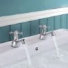 Strafford Traditional Victorian Pair Of Chrome Cross Head Basin Hot & Cold Taps