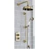 Milano Elizabeth - Traditional 2 Outlet Twin Diverter Thermostatic Mixer Shower Valve With Round Rainfall Shower Head And Riser Rail Kit - Brushed Gold -Bathroom Supplies Store 17034829 1