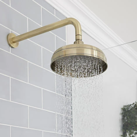 Milano Elizabeth - Traditional 2 Outlet Twin Diverter Thermostatic Mixer Shower Valve With Hand Shower Handset And Round Rainfall Shower Head - Brushed Gold 4 Milano Elizabeth - Traditional 2 Outlet Twin Diverter Thermostatic Mixer Shower Valve With Hand Shower Handset And Round Rainfall Shower Head - Brushed Gold - Image 2
