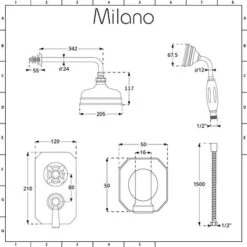 Milano Elizabeth - Traditional 2 Outlet Twin Diverter Thermostatic Mixer Shower Valve With Hand Shower Handset And Round Rainfall Shower Head - Brushed Gold 11 Milano Elizabeth - Traditional 2 Outlet Twin Diverter Thermostatic Mixer Shower Valve With Hand Shower Handset And Round Rainfall Shower Head - Brushed Gold -Bathroom Supplies Store 17034838 5