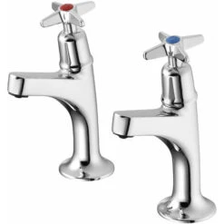 Armitage Shanks Sandringham 21 Kitchen Sink High Neck Pillar Taps With Crossheads - Chrome