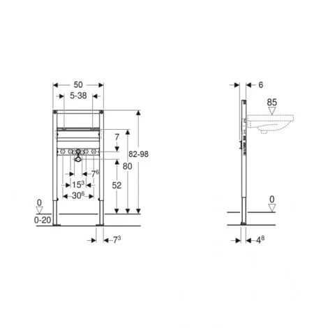 Geberit Duofix Basin Frame Pre-Wall 1120mm X 500mm Blue 4 Geberit Duofix Basin Frame Pre-Wall 1120mm X 500mm Blue - Image 2