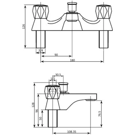 JTP Astra Bath Shower Mixer Tap Deck Mounted - Chrome 4 JTP Astra Bath Shower Mixer Tap Deck Mounted - Chrome - Image 2