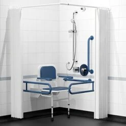 Nymas NymaPRO Doc M Shower Pack White With Concealed Valves And Dark Blue Rails