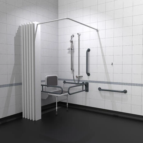 Nymas NymaPRO Doc M Shower Pack White With Exposed Valves And Dark Grey Rails 3 Nymas NymaPRO Doc M Shower Pack White With Exposed Valves And Dark Grey Rails