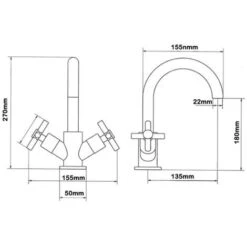 Sagittarius Avant Swivel Spout Mono Basin Mixer Tap With Pop Up Waste Dual Handle - Chrome -Bathroom Supplies Store 17496370 2