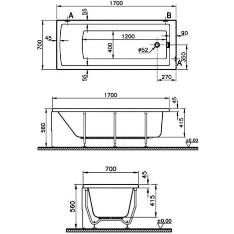 Vitra Neon Single Ended Rectangular Bath 1700mm X 700mm 0 Tap Hole 4 Vitra Neon Single Ended Rectangular Bath 1700mm X 700mm 0 Tap Hole - Image 2