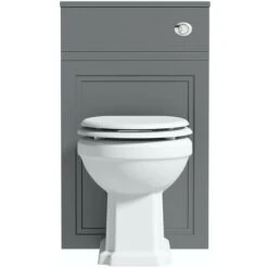 The Bath Co. Chartham Slate Matt Grey Back To Wall Unit And Traditional Toilet With White Wooden Seat 8 The Bath Co. Chartham Slate Matt Grey Back To Wall Unit And Traditional Toilet With White Wooden Seat -Bathroom Supplies Store 17786426 3