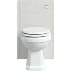 Orchard Dulwich Stone Ivory Slimline Back To Wall Unit And Traditional Toilet With White Wooden Seat -Bathroom Supplies Store 17787534 3