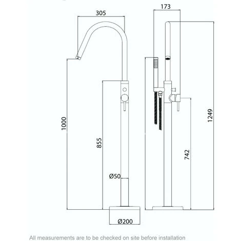 Mode Spencer Freestanding Bath Shower Mixer Tap 5 Mode Spencer Freestanding Bath Shower Mixer Tap - Image 3