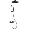 Square Rainfall Black Brass Shower Column Wallmounted Thermostatic Mixer -Bathroom Supplies Store 17887364 1