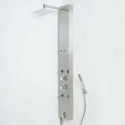 Milano Easton - Modern Exposed Thermostatic Shower Tower Panel With Rainfall Shower Head&44 Hand Shower Handset & Body Jets - Chrome