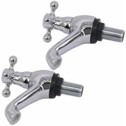 Aquariss Pair Of Bathroom Sink Basin Taps Twin Cross Head Handles Brass Faucet Polished Chrome Basin Pillar Taps Traditional -Bathroom Supplies Store 18016098 4
