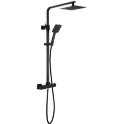 Solar Matt Black Exposed Bar Shower Mixer Kit - Thermostatic Square 5 Solar Matt Black Exposed Bar Shower Mixer Kit - Thermostatic Square -Bathroom Supplies Store 18044272 2