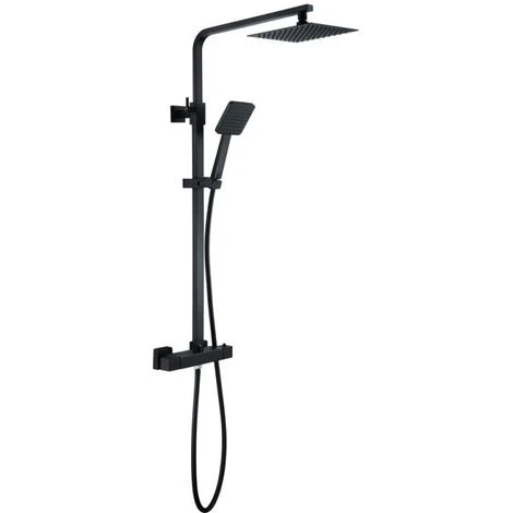 Solar Matt Black Exposed Bar Shower Mixer Kit - Thermostatic Square 4 Solar Matt Black Exposed Bar Shower Mixer Kit - Thermostatic Square - Image 2