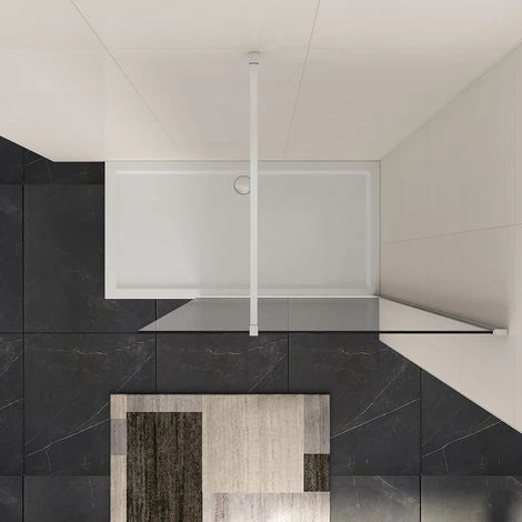 ELEGANT Frameless Wet Room 1200mm Shower Screen Panel 8mm Easy Clean Glass Walk In Shower Enclosure With Stainless Steel Support Bar 4 ELEGANT Frameless Wet Room 1200mm Shower Screen Panel 8mm Easy Clean Glass Walk In Shower Enclosure With Stainless Steel Support Bar - Image 2