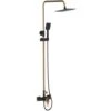 Black/Rose Gold Brass Bathroom Shower Column Set Handshower Square Rainfall