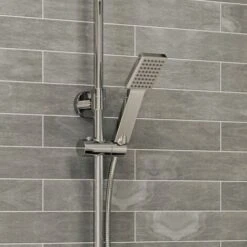 Thermostatic Mixer Shower Set Square Chrome Twin Head Exposed -Bathroom Supplies Store 19847708 5