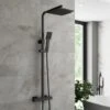 Bathroom Thermostatic Mixer Shower Set Square Black Twin Head Exposed Valve 2 Bathroom Thermostatic Mixer Shower Set Square Black Twin Head Exposed Valve -Bathroom Supplies Store 19887318 1