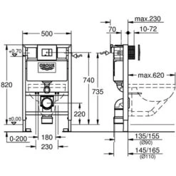 GROHE 38773000 Frame Rapid Sl 3 - 1 Set Wall Hung Toilet 0.82 M Dual Flush Plate -Bathroom Supplies Store 20330069 4