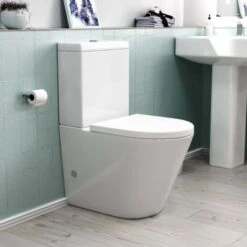 Modern Rimless Close Coupled Toilet Ceramic With Soft Closing Seat White Magus -Bathroom Supplies Store 20486722 5