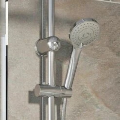 Bathroom Mixer Shower Kit Adjust Riser Rail Hose Chrome Round Dual Head Chrome -Bathroom Supplies Store 20691855 4