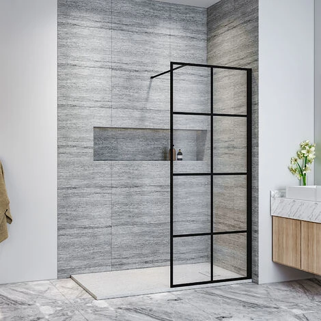 ELEGANT Walk In Shower Door Wet Room Reversible Shower Screen Panel 8mm Safety Glass Matte Black Walkin Shower Door 700mm 3 ELEGANT Walk In Shower Door Wet Room Reversible Shower Screen Panel 8mm Safety Glass Matte Black Walkin Shower Door 700mm