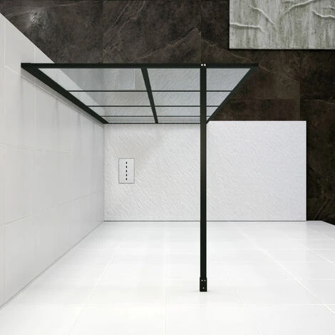ELEGANT Walk In Shower Door Wet Room Reversible Shower Screen Panel 8mm Safety Glass Matte Black Walkin Shower Door 700mm 4 ELEGANT Walk In Shower Door Wet Room Reversible Shower Screen Panel 8mm Safety Glass Matte Black Walkin Shower Door 700mm - Image 2