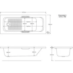 1675mm No Tap Holes 8mm Single Ended Bath -Bathroom Supplies Store 22291773 3