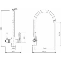 Sauber Traditional Mono Kitchen Sink Mixer Tap Twin Lever Handles Spout Chrome -Bathroom Supplies Store 23631930 5