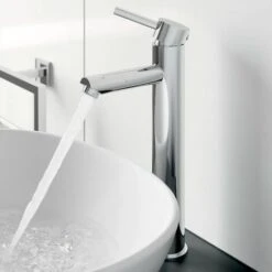Modern Bathroom High Rise Basin Mixer Tap Tall Chrome Single Lever Solid Brass -Bathroom Supplies Store 23631941 2